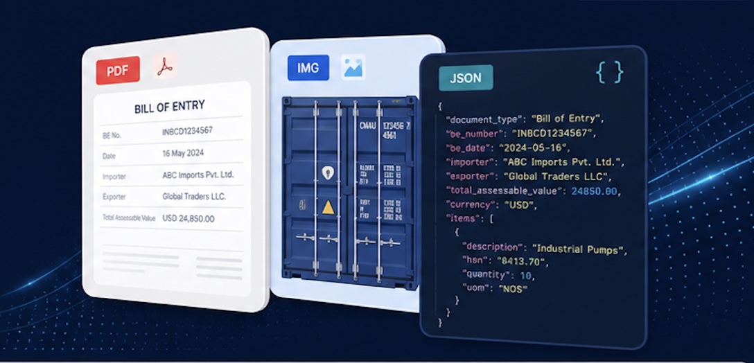 Bill of Entry and container image converted into structured JSON